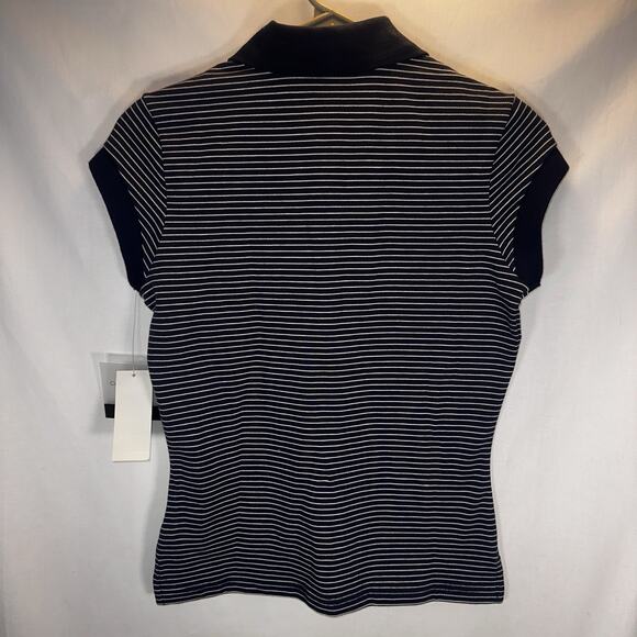 Calvin Klein Jeans Women’s Striped Polo Shirt Navy White Short Sleeve Size Small - Picture 4 of 8